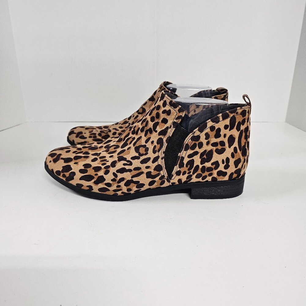 Dr. Scholl's Bootie Leopard Grunge Comfort Flat Brown 8.5